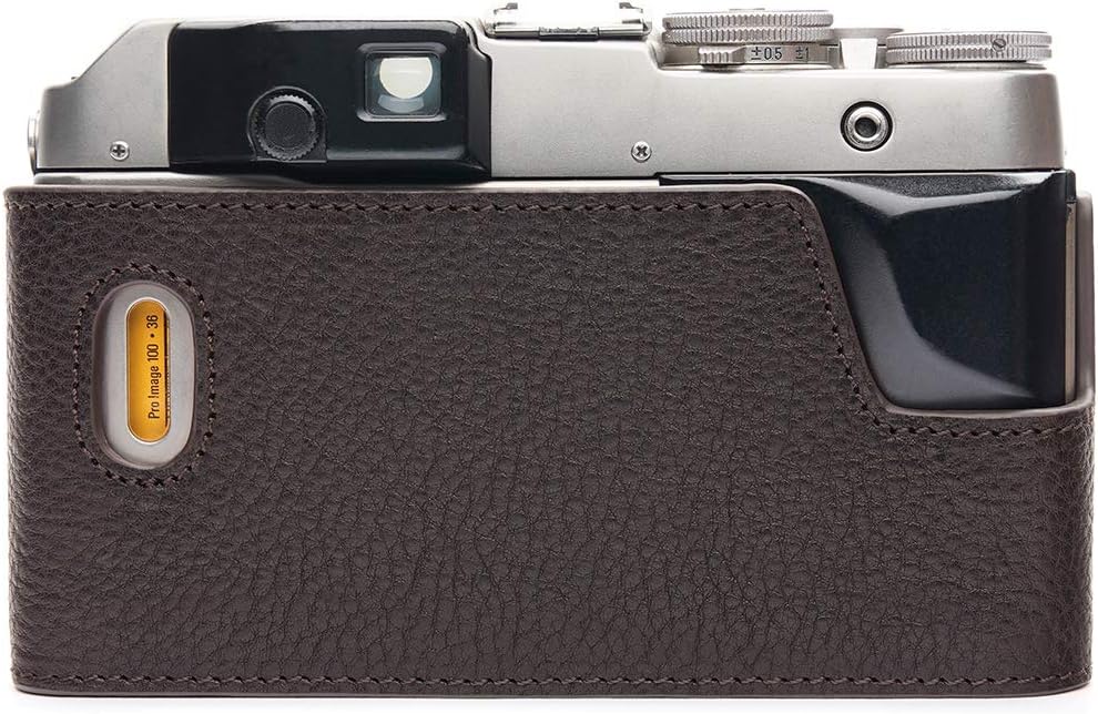 Contax G1 Case, BolinUS Handmade Genuine Real Leather Half Camera Case Bag Cover for Contax G1 Camera with Hand Strap (Coffee)