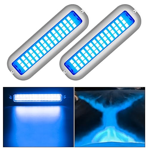 Sunhe Marine LED Boat Lights, 42 LED Underwater Boat Light, Interior Deck Courtesy Light, IP68 Waterproof, 316 Stainless Steel, 10-36V for Yacht, Pontoon, Fishing Boat, Kayak, Sailboat, Pool (Blue)