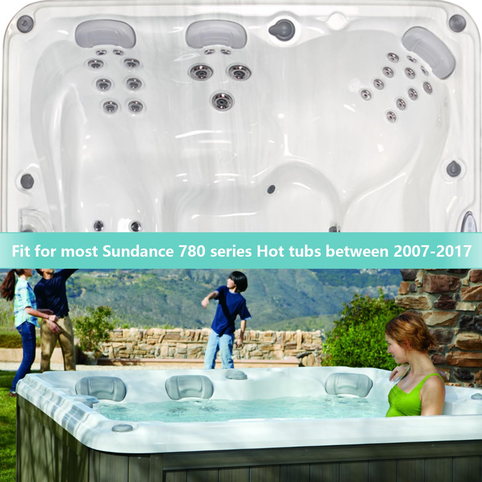 Showingo 6472-966 Lot de 2 oreillers de rechange compatibles avec les spas Sundance série 780 (2007-2017) Remplace 6455-469 - Oreiller confortable et durable