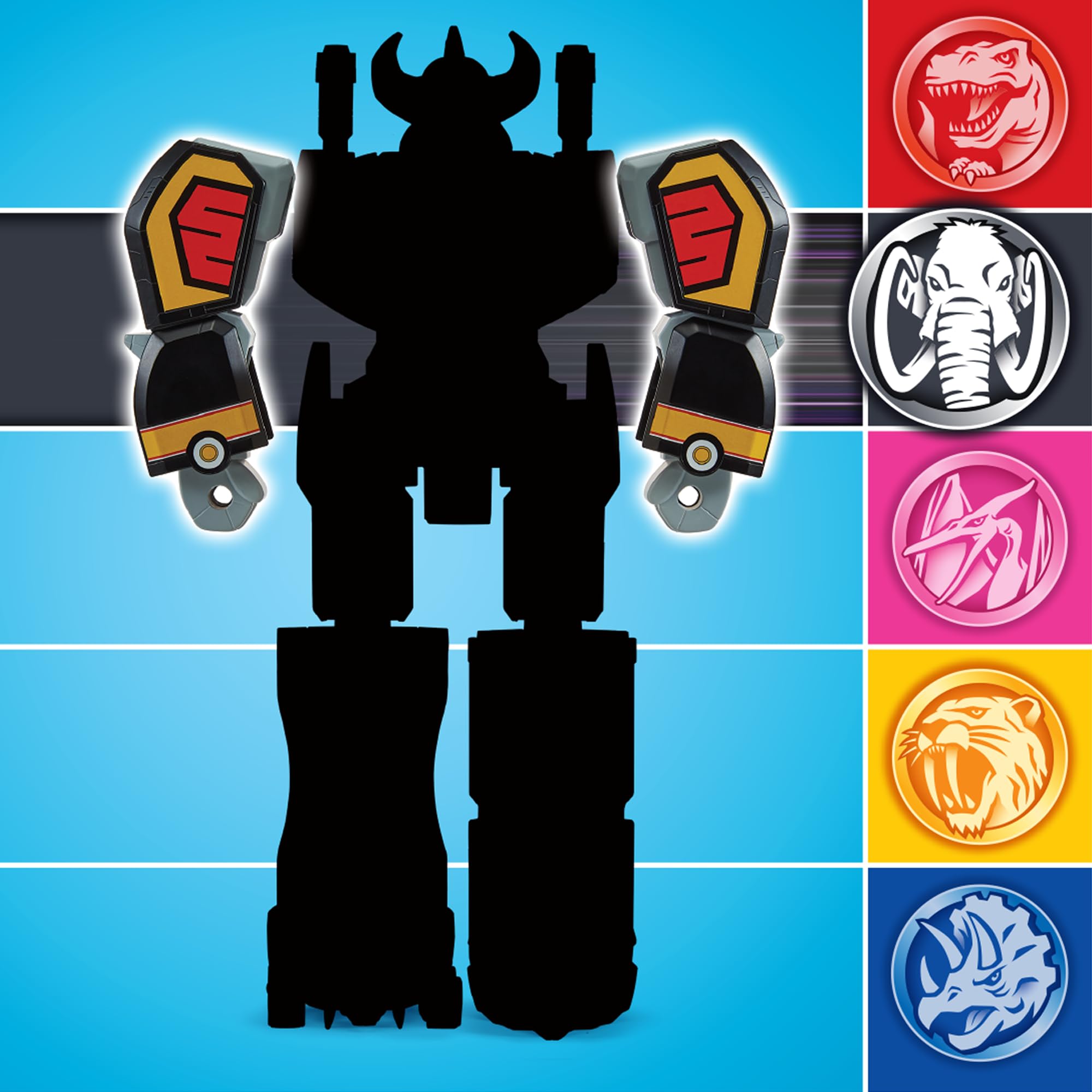 Power Rangers - Collezione Megazord, Zords articolato combinabile, statuetta, 20 cm, modello Mastodon Dinozord, per bambini dai 4 anni, PWG002