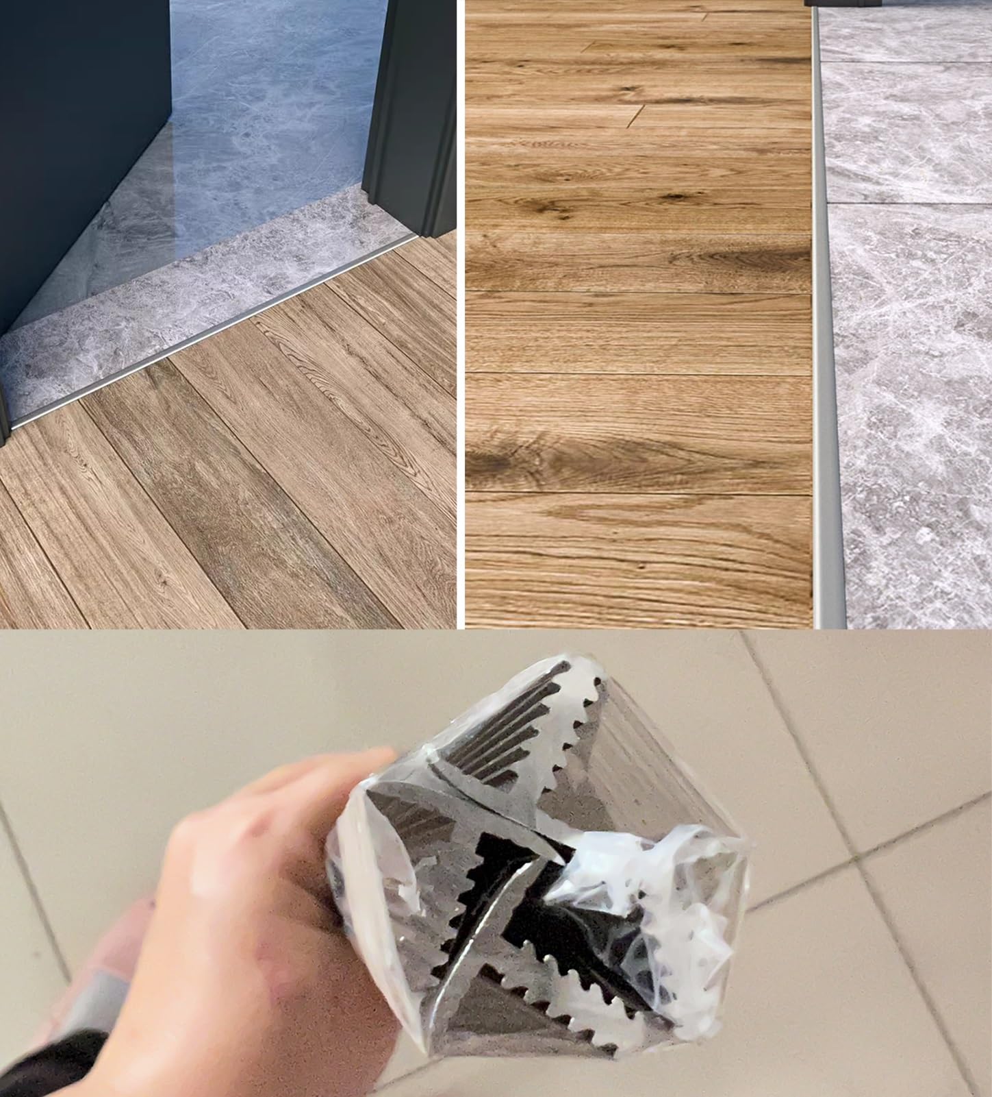 Aluminiowa listwa przejściowa do łączenia drewna z płytkami – 90 cm, szerokość 16 mm, trwała listwa wykończeniowa progu podłogowego(Gray)