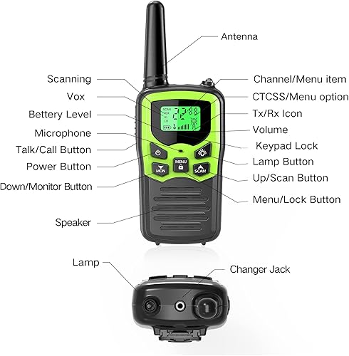 Miniatura 5 de Walkie Talkies, Walkie talkies de largo alcance MOICO para adultos con 22 canales FRS, walkie talkie familiar con linterna LED, pantalla LCD VOX