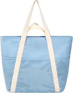 F-color Waterproof Beach Bags for Women - Machine Washable Travel Tote Bag with Zipper Cruise Swim Vacation Essentials