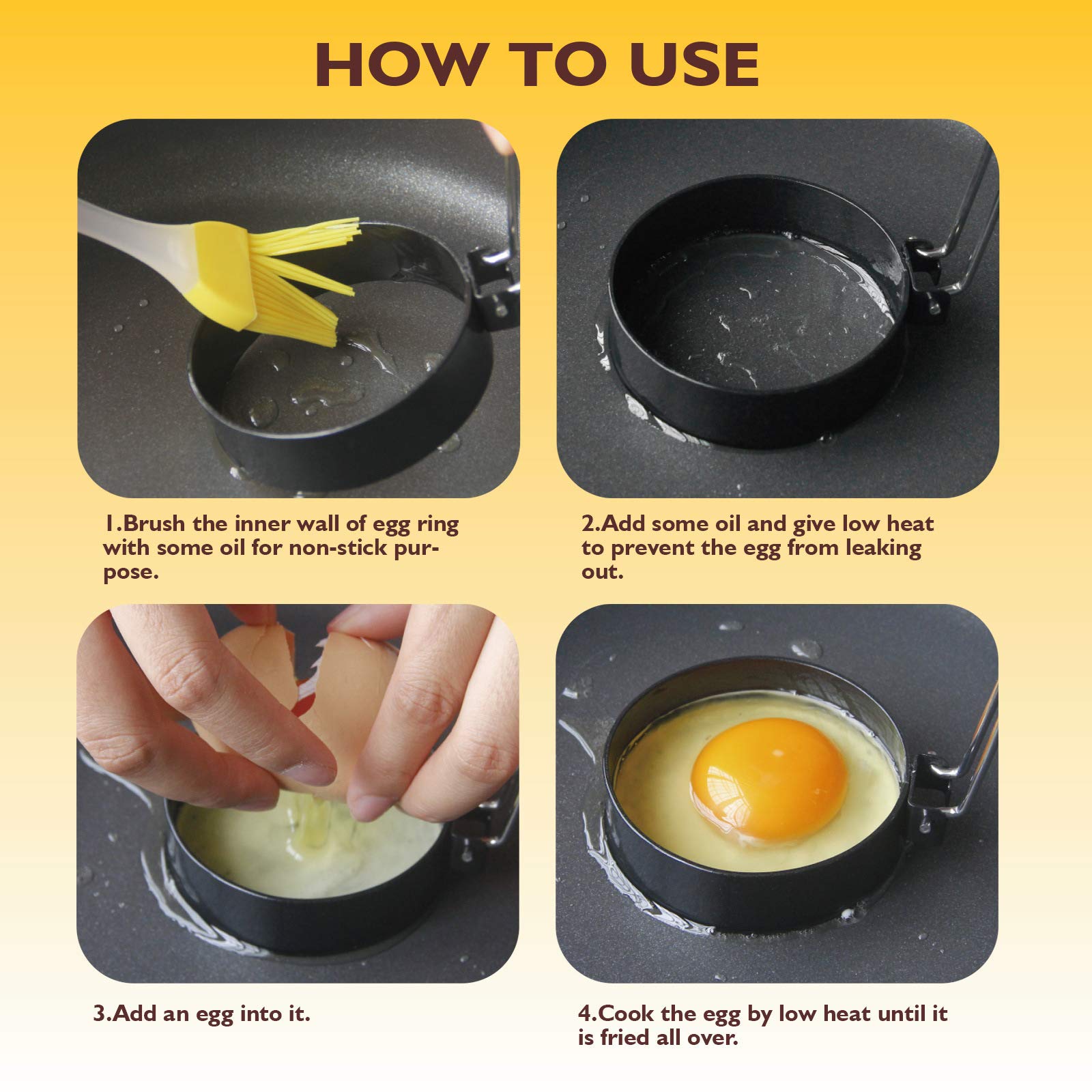 Trifecta Egg Ring for Frying Eggs - 2pcs | Round Non-Stick Egg Shaper Mold with Anti-Scald Handle | Egg Cooker Ring for Pancakes, Omelets, Breakfast Sandwiches & Burgers 3