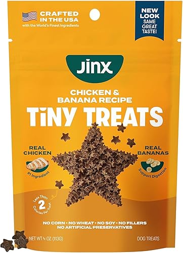 Miniatura 16 de Jinx Golosinas de entrenamiento de pollo y plátano para perros y cachorros, bajas en calorías, 100% naturales, pollo real ahumado a fuego lento, sin
