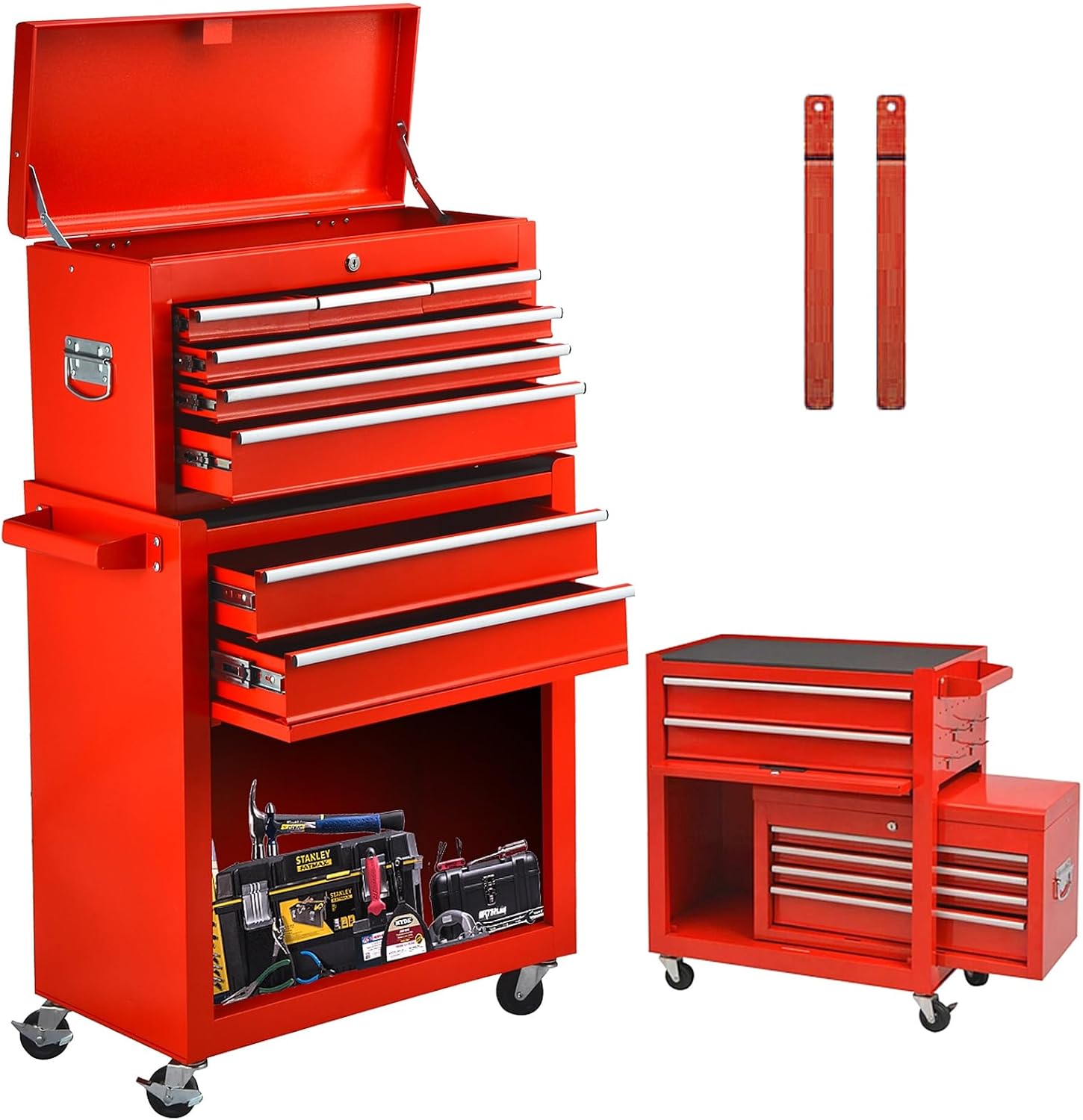 Amazon ZORZA 8段引き出しローリングツールチェスト ホイール付き 取り外し可能なツールボックスオーガナイザー 取り外し可能な