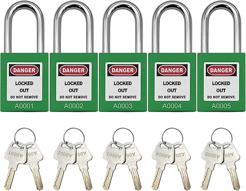 Vista 80 de SAFBY Loto - Candados seguros con 10 llaves para estaciones y dispositivos de bloqueo (amarillo, clave diferente)