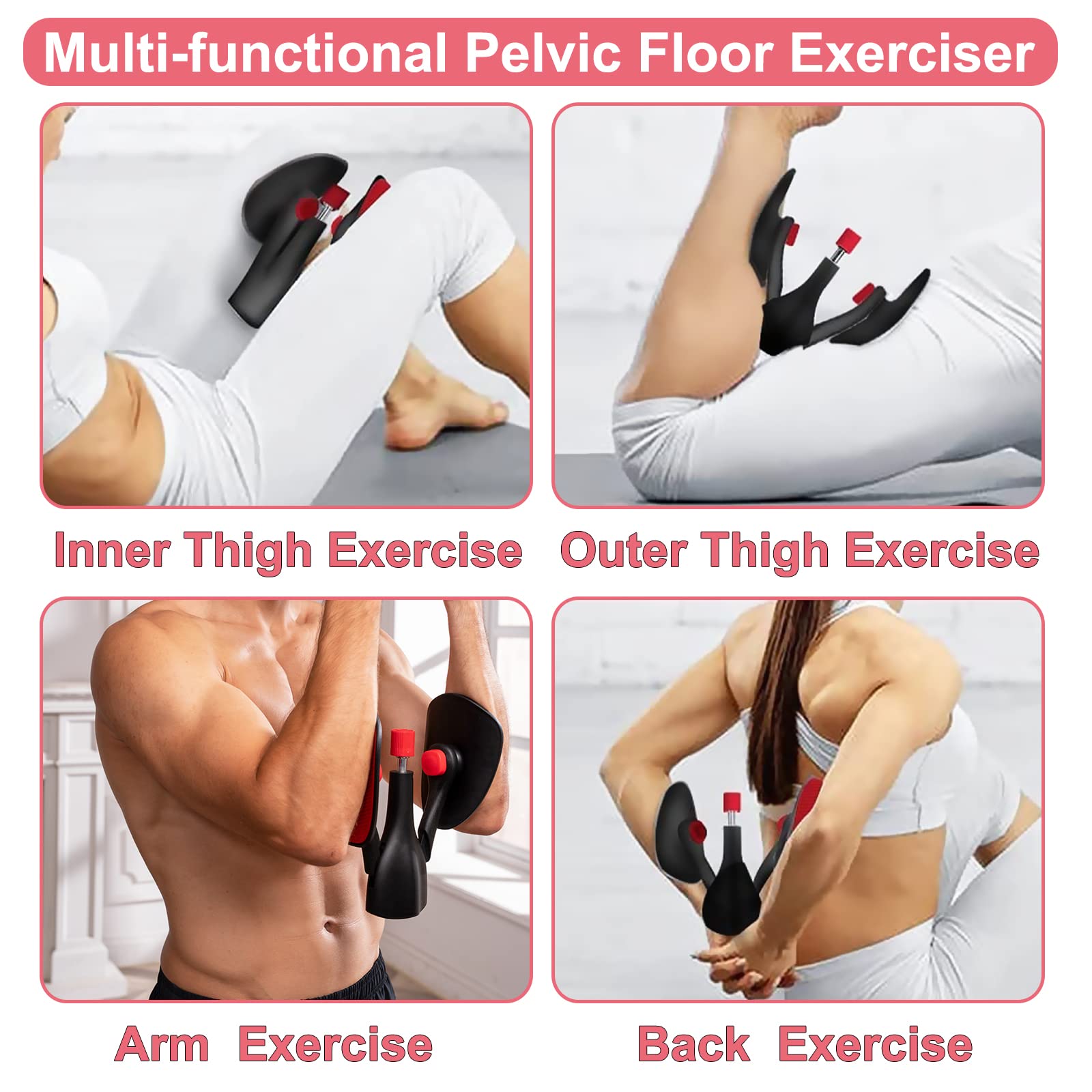 Rinforzo per pavimento pelvico per donne e uomini, regolabile per coscia per allenamento interno coscia, braccio, gambe e schiena, tonico coscia, maestro della coscia, attrezzature per esercizi per uso domestico e palestra