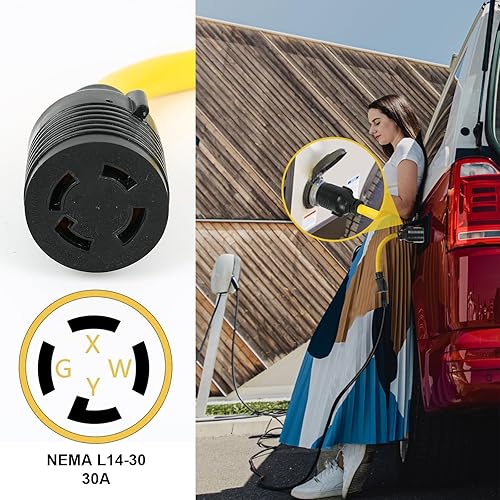 Miniatura 5 de Adaptador de generador NEMA 5-15P a L14-30R de 1 pie, ZDHQLHJ de 3 clavijas 15 AMP 5-15 enchufe macho a 4 clavijas 30 amperios L14-30 hembra,