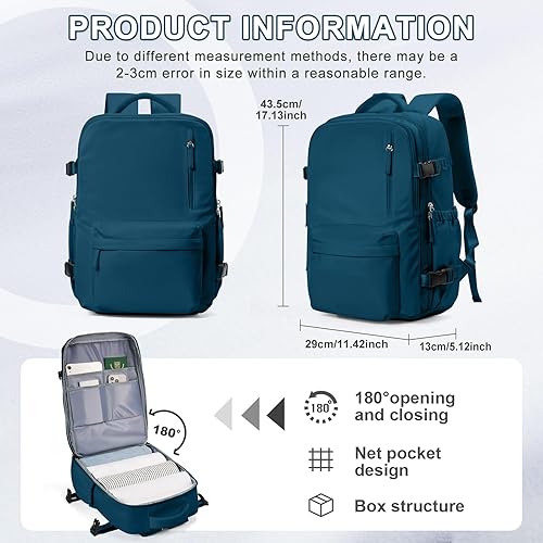 Vista 393 de VECAVE Mochila de viaje para laptop, mochila aprobada para vuelos,Mochila deportiva para universidad casual, E-peacockblue, Mochila para laptop