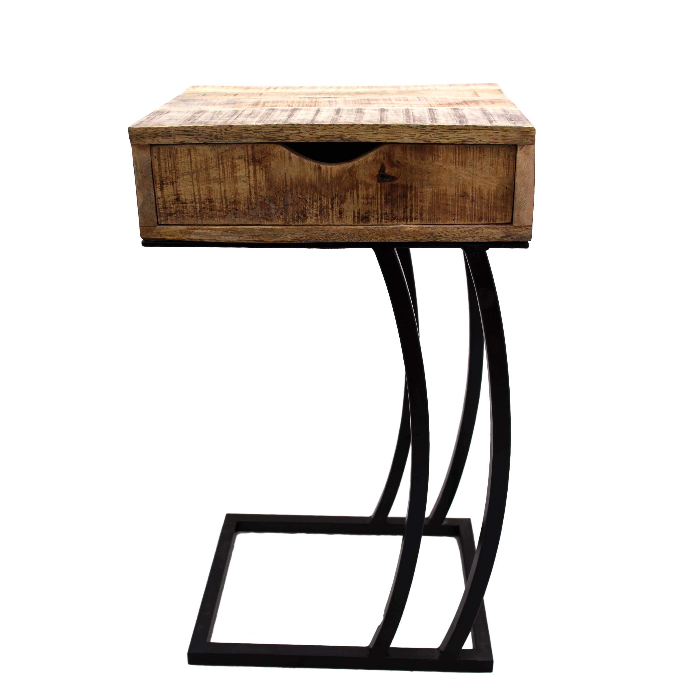 Gall & Zick Tavolino in legno massello di mango - Elegante tavolo per laptop con cassetto, ca. 66 × 38 × 30 cm