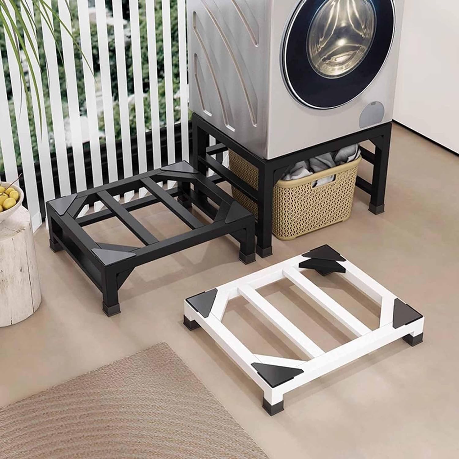 Soporte de nevera resistente y pedestal para lavadora y secadora, base universal resistente con 4 pies, ajustable para uso doméstico, 56 x 56 x 30 cm, 50 x 50 x 40 cm