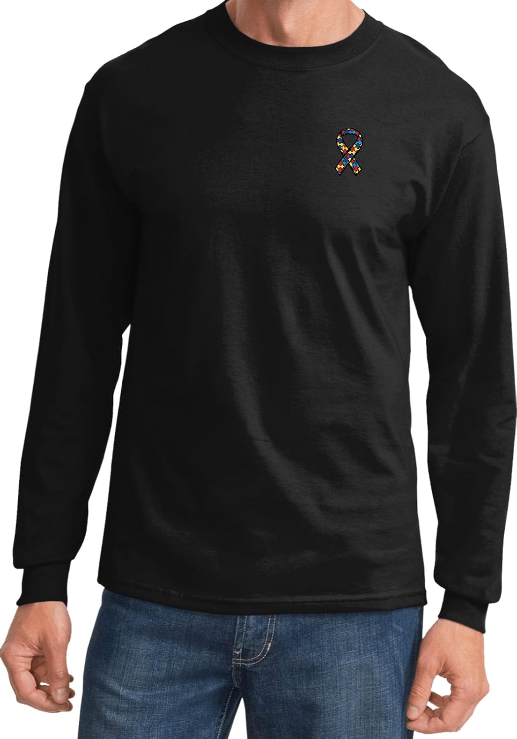 Buy Cool Shirts Autism Ribbon Pocket Print Long Sleeve