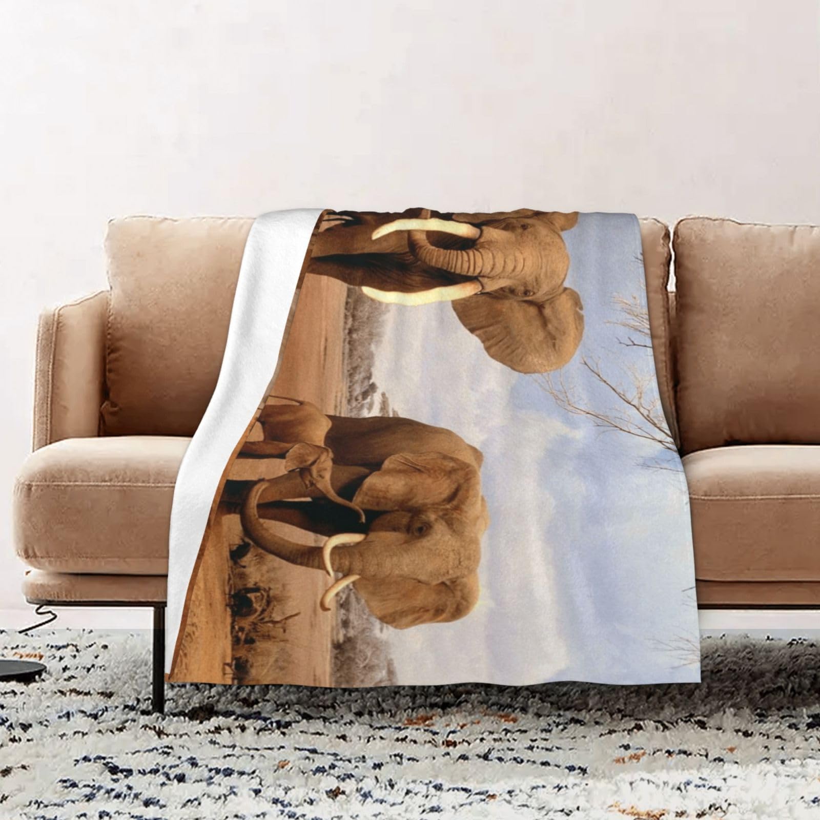 Rodzina słonia koc flanelowy z nadrukiem 100 x 152 cm koc dekoracyjny