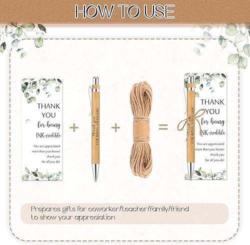 Miniatura 3 de Fulmoon Los regalos de agradecimiento a los empleados incluyen bolígrafos de bambú de madera de agradecimiento con texto en inglés May You Be Proud,