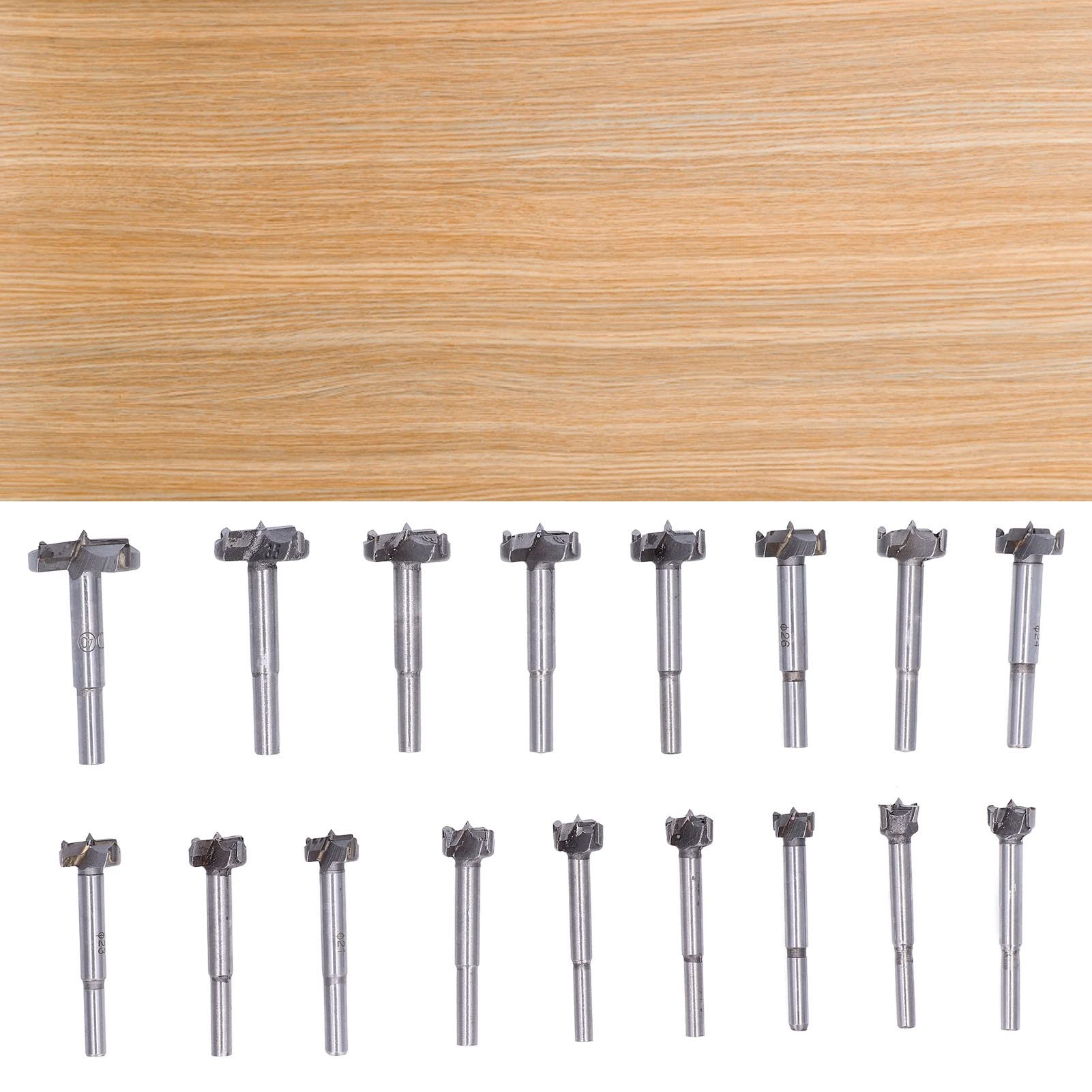 Juego de brocas Forstner de acero al carbono, 17 piezas, brocas para cortar madera con punta centradora y diseño de ala en X, de 15 mm a 40 mm para carpintería, compatible con