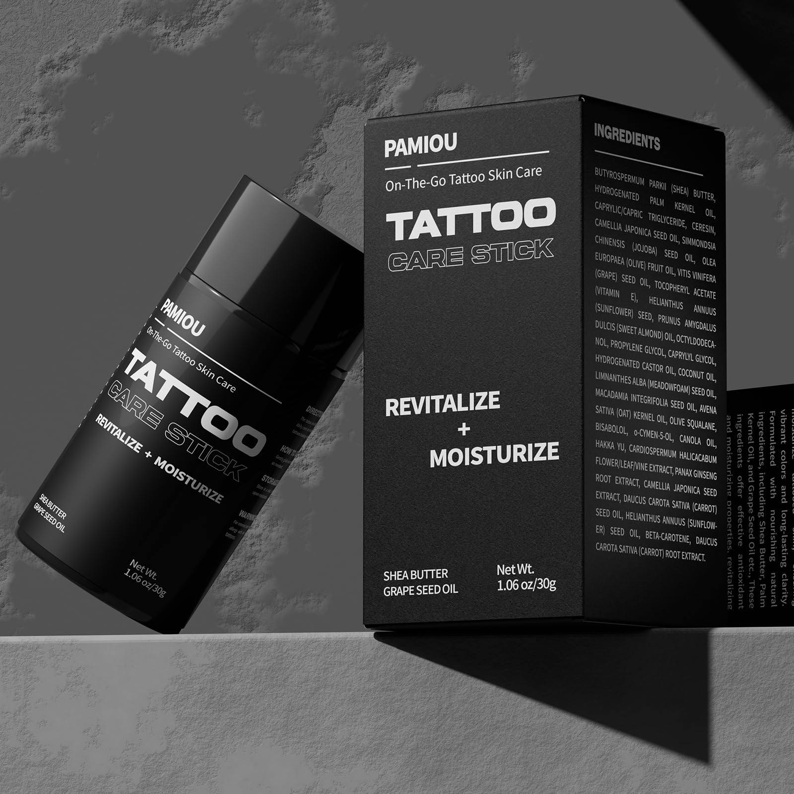 Pamiou Tattoo Aftercare Tattoo Butter Balm, On The Go Tattoo Care Stick, Portable Balm For Color Enhancement, Brightener & Moisturizer With Naturally Derived Ingredients - 1 oz