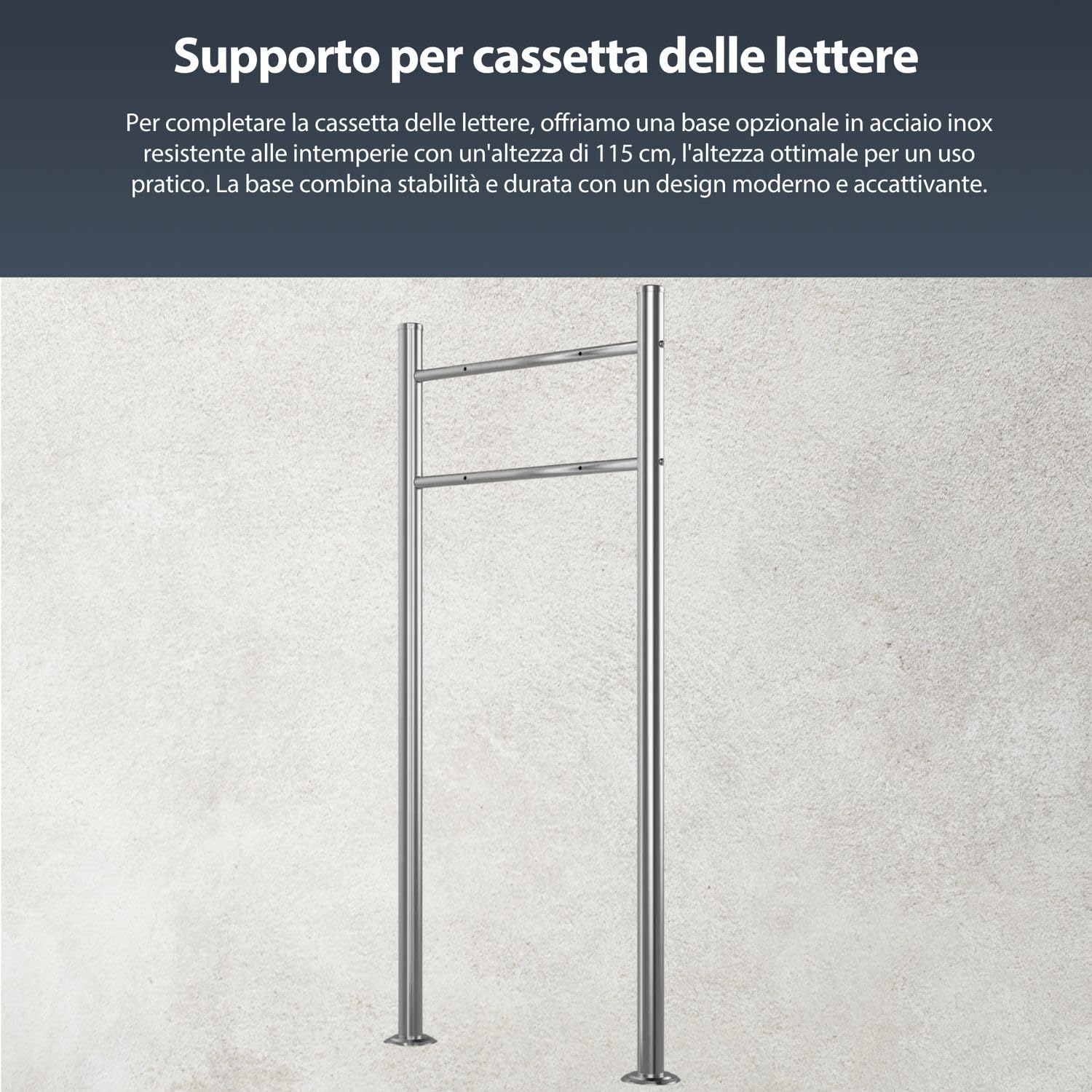 Cassetta delle lettere in antracite RAL 7016 con supporto autoportante, cassetta postale in acciaio inox, targhetta personalizzabile, cassetta delle lettere con serratura moderna