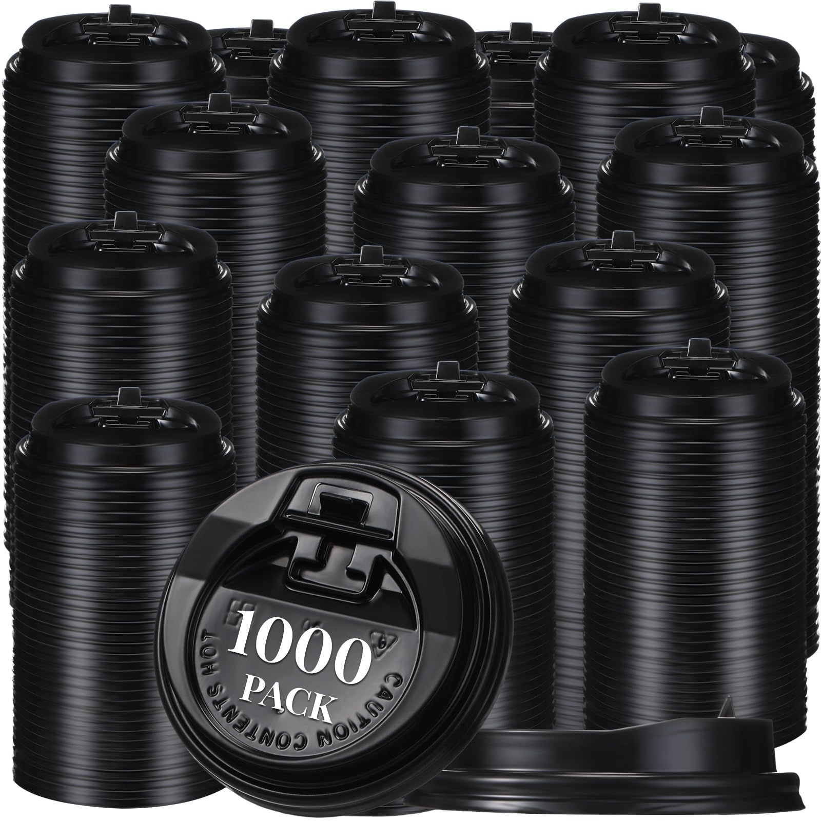 Maxcheck 1000 Pack Coffee Cup Lids Bulk, 3.6" Disposable Cup Lids Dome Coffee Covers Black Fits 10, 12, 16, 20, 24 oz Paper Cups with Air Flow Vent for Cafe Office, Car, Home, Travel (Large Sip Hole)
