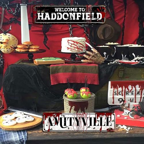Miniatura 5 de Letrero de lata de metal retro con texto en inglés "Welcome to Haddonfield" de 16 x 4 pulgadas, perfecto para el hogar, bar, decoración de garaje