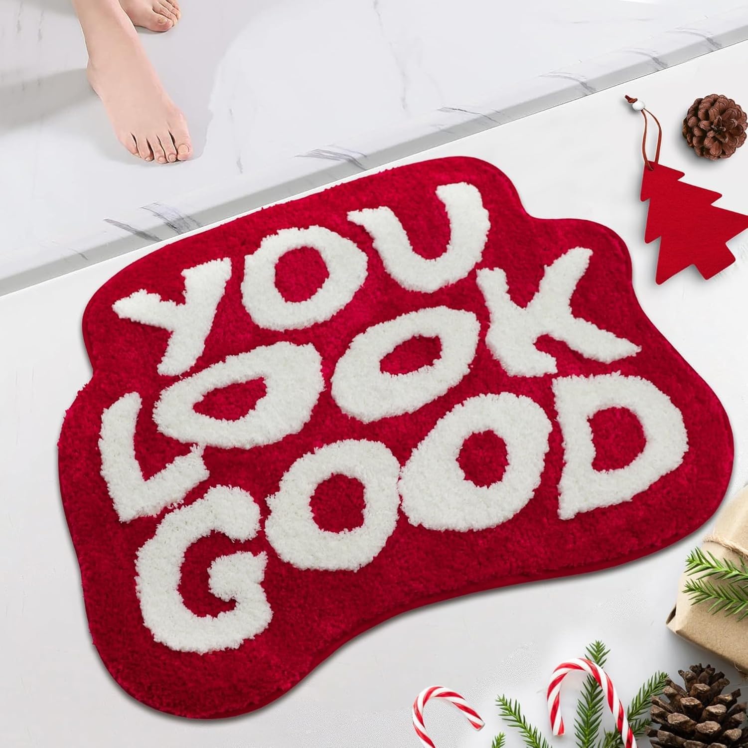 GYFGRTQ Long Bath Mat for Bathroom Humorous Runner Rug for Bathtub Dorm Shower Modern Decorative 20x60 Inch, Pinkish, 50x69 cm (Irregular)