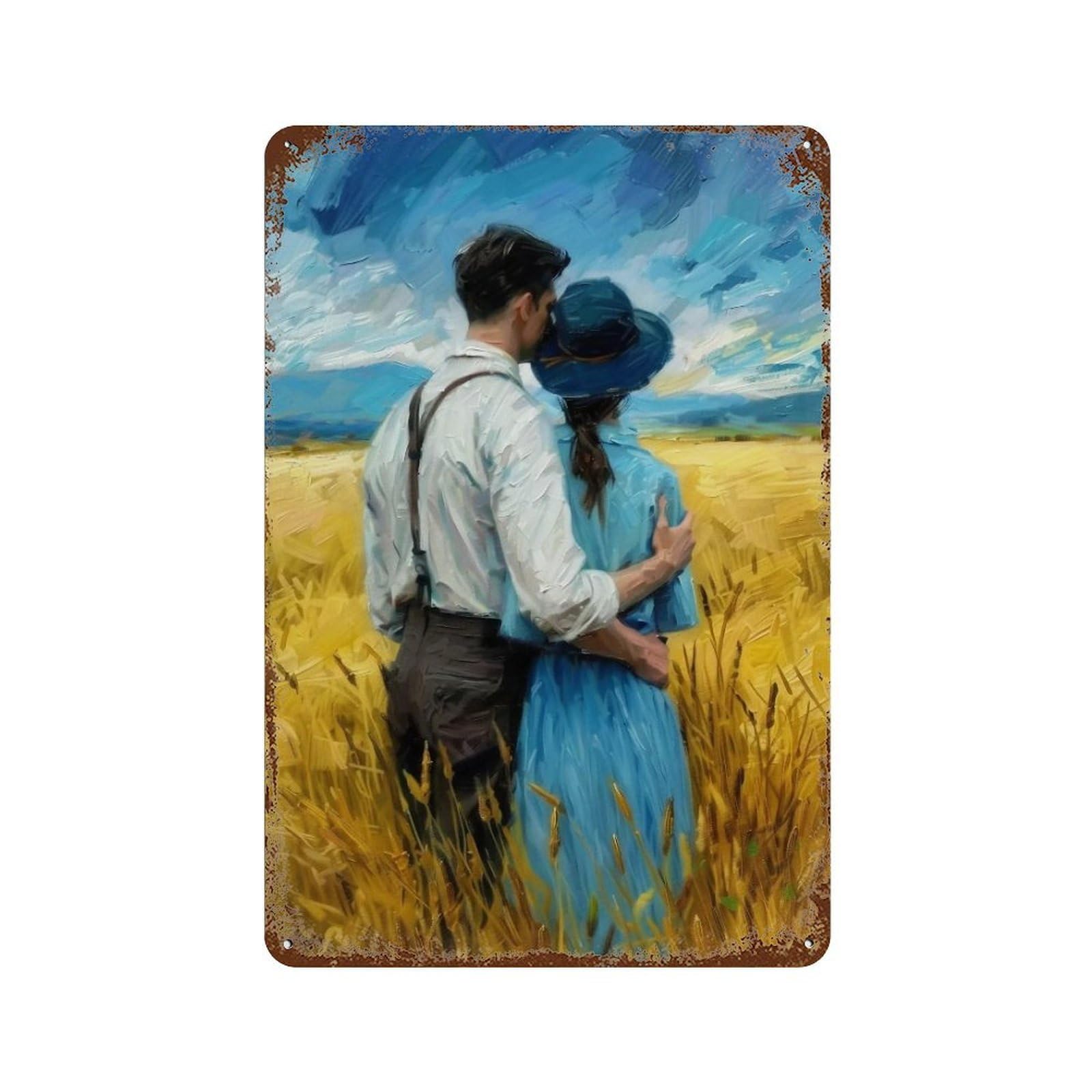 WUJHGRSG Wheatfield Embrace 02 Wall Art Retro Iron Vintage Metal Tin Sign Poster Modern Decor for Home Cofffee Club Bar Shop Style 30x20cm