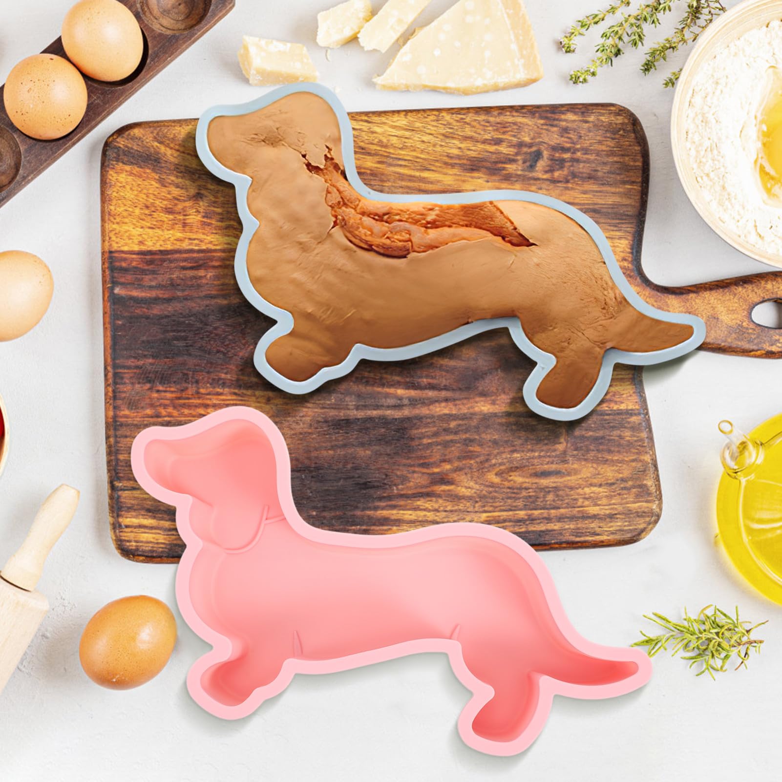SOLUSTRE Molde de Silicona Material Seguro y Antiadherente 2 Piezas para Hornear Forma de Perro Adecuado para Chocolate y Fondant en Cocina o Fiestas