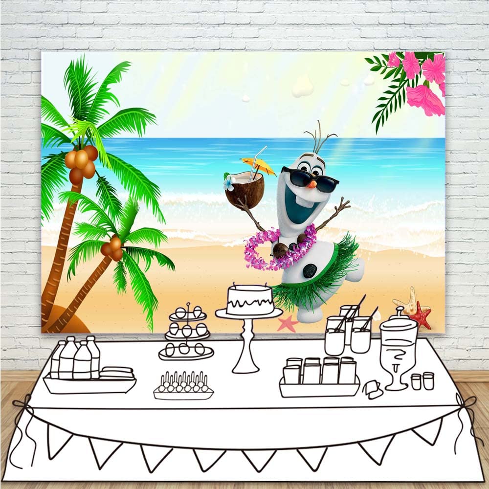 Snapklik.com : Olaf Summer Backdrop For Birthday Party 5x3 Hawaii Beach ...