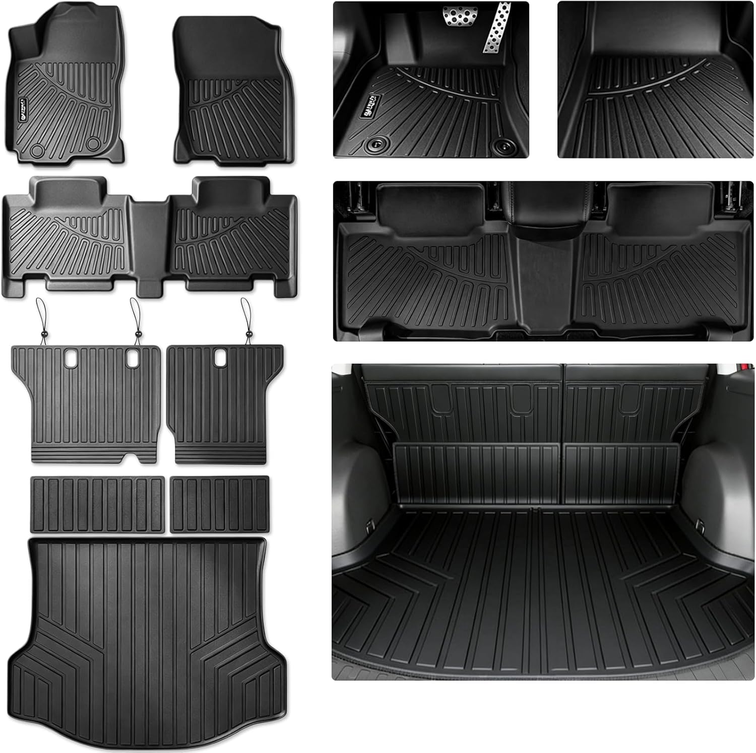 Floor Mats & Cargo Liners & Backrest Mat for 2013-2018 Toyota RAV4 TPE All Weather Protection Car Floor Mats with Trunk Mat Covering The Backrest