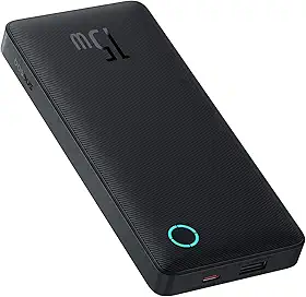 Carregador Portátil Baseus Digital Display Power Bank carregamento rápido 15W/22.5W (Preto 15W, 10000 Milliamp Hours)