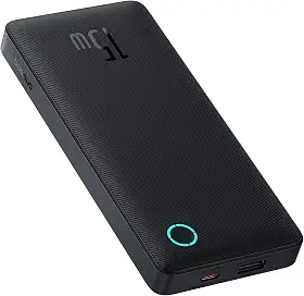 Carregador Portátil Baseus Digital Display Power Bank carregamento rápido 15W/22.5W (Preto 15W, 10000 Milliamp Hours)
