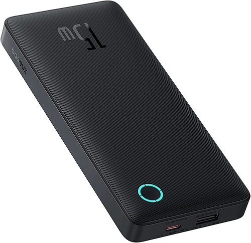 Carregador Portátil Baseus Digital Display Power Bank carregamento rápido 15W/22.5W (Preto 15W, 10000 Milliamp Hours)