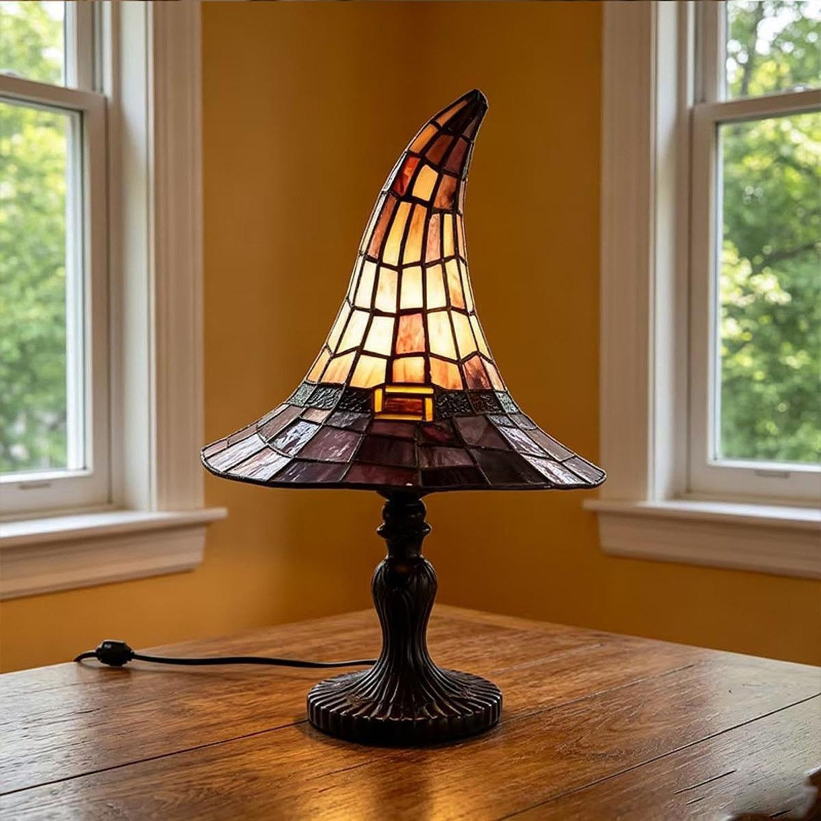 Milageto Lampada a Forma di Cappello da Strega, Realizzata a Mano e Riutilizzabile, Ideale per la Decorazione della casa, per Donne, Come Accessorio, Altezza 30 Cm