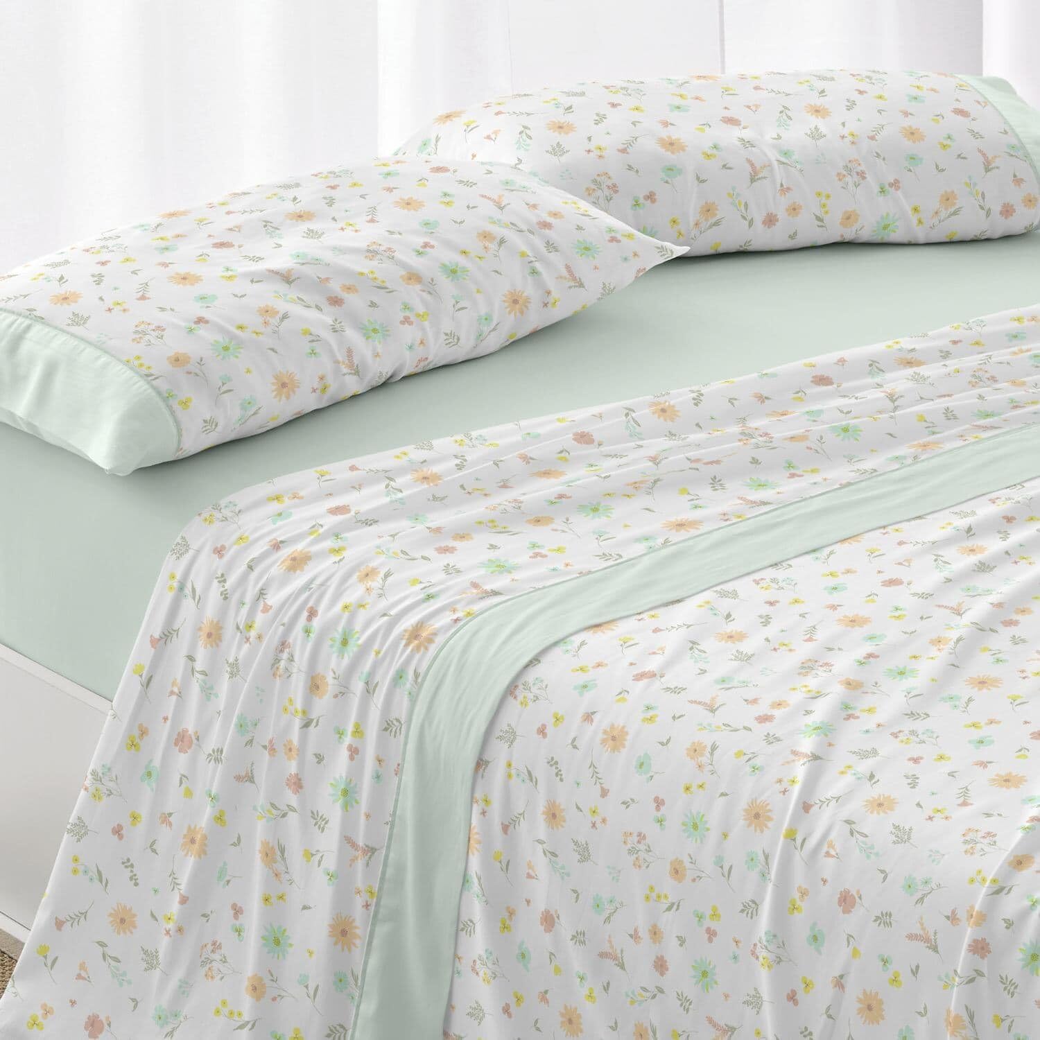 Burrito Blanco | Juego de sábanas | Cama de 150 a 160cm. (+Medidas Disponibles) | Diseño 538 | Color Menta (150-160x190/200cm.)
