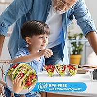 Vista 4 de Juego de 12 soportes para tacos de acero inoxidable, cada soporte de metal para 3 tacos - Estante para tacos con asas - Elegantes soportes