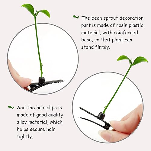 Miniatura 3 de Juego de 30 pinzas para el cabello con brotes de frijoles, bonitos pasadores de pelo de plantas verdes para mujeres, niñas y niños, horquillas