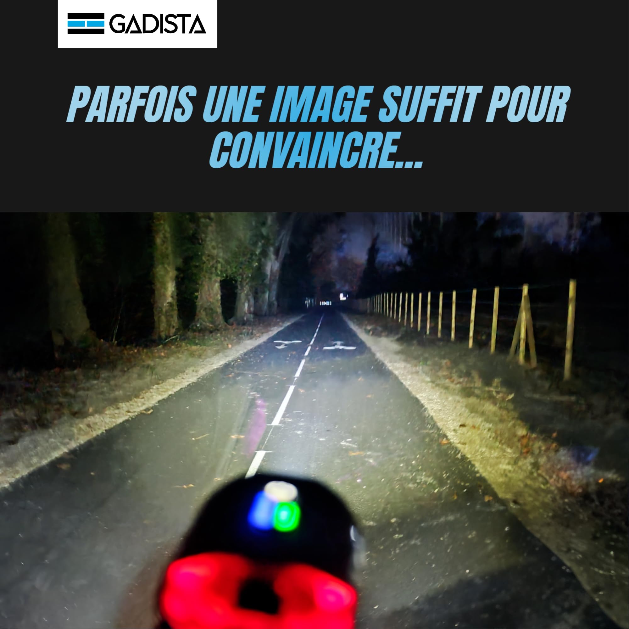 GADISTA France, Lumiere Velo Avant et feu Arriere Velo intégré 2en1, Lampe Velo LED puissantes Rechargeable USB, Eclairage Velo a LED Puissant, Accessoire Velo, Accessoire Trottinette Electrique