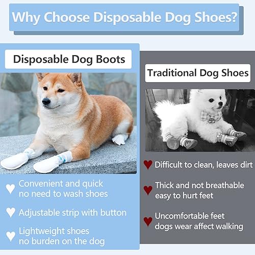Miniatura 5 de 12 botas desechables para perro impermeables para mascotas, protección transpirable para patas de perro con vendaje autoadhesivo ajustable para