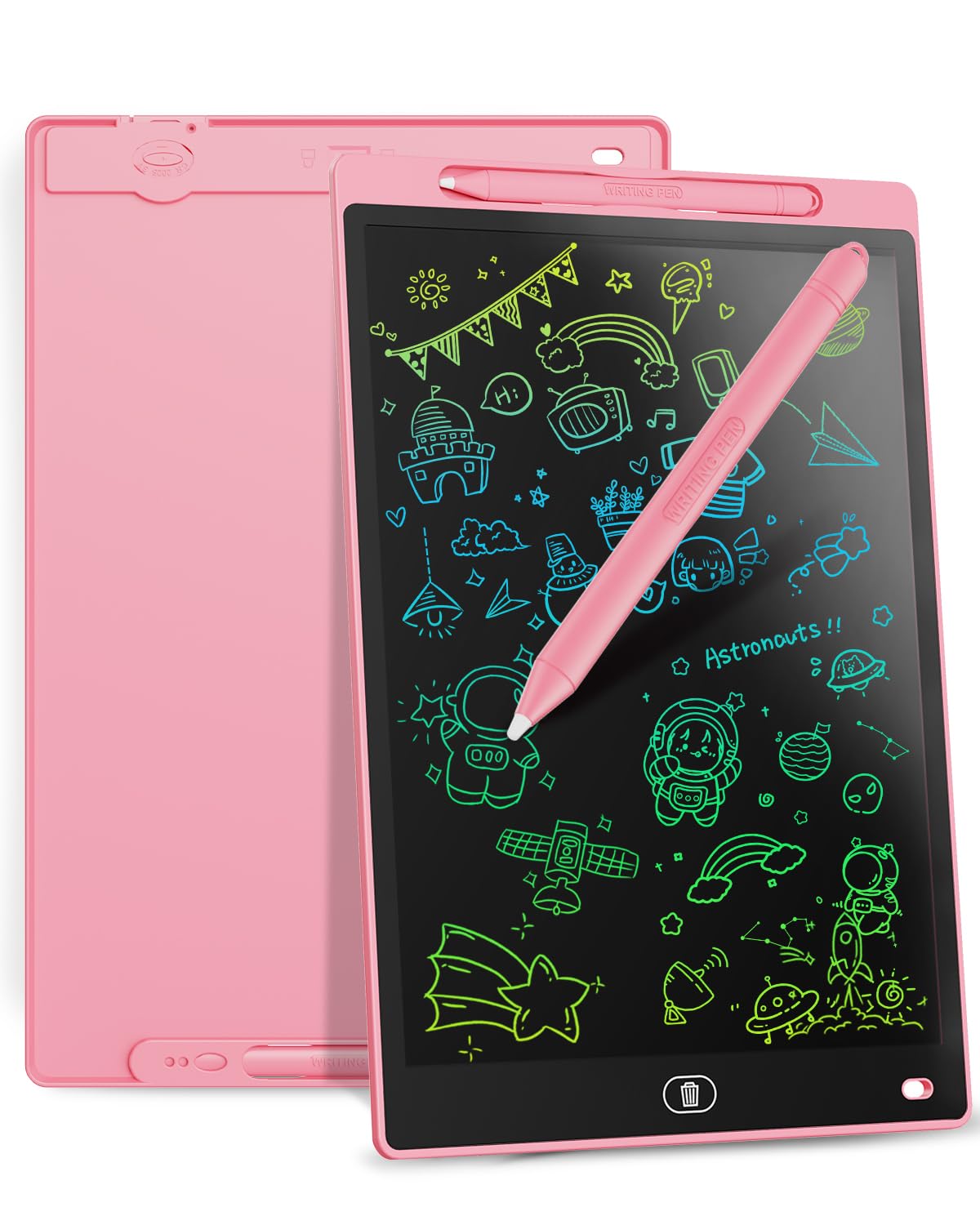 Genialba 12 Pollici Tavoletta Grafica LCD Scrittura Colorato, Lavagna da Disegno Cancellabile Portatile, Regalo Bambini, Tavoletta Grafica per Giochi Bambini 2 3 4 5 6 7 Anni Ragazze (Rossa)