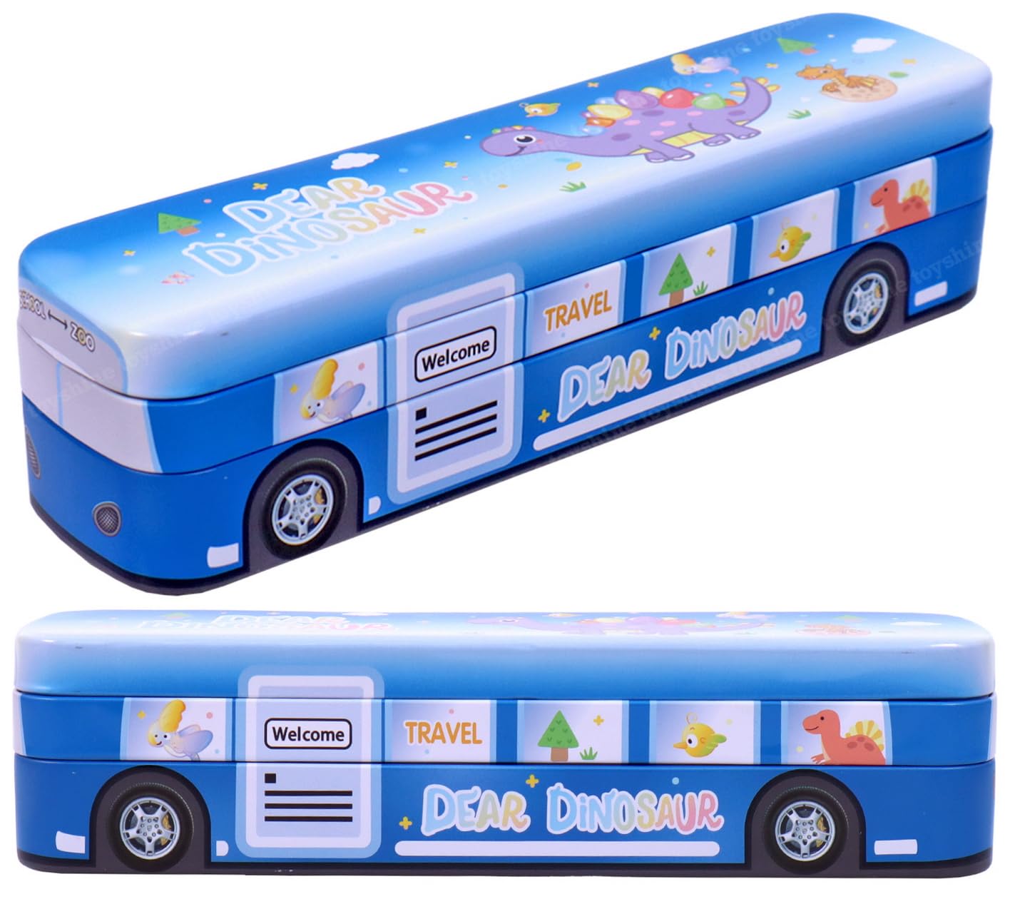Toyshine Metal Dear Dinosaur Printed Travel Bus Pencil Box Double Compartment, School Supply Organizer Students Stationery Box For Girls Boys (Multicolor) (B0CBMHHWHF) Amazon Price History, Amazon Price Tracker