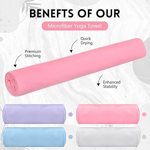 Miniatura 3 de Breling Paquete de 4 toallas de yoga calientes de 72 x 24 pulgadas, antideslizantes, de microfibra, absorbente del sudor, suaves, tapetes esenciales