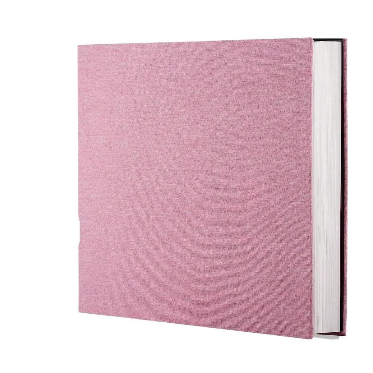 Photo Album Self Adhesive 11x10.6 Scrapbook 40 Pages Linen Cover DIY(Pink)