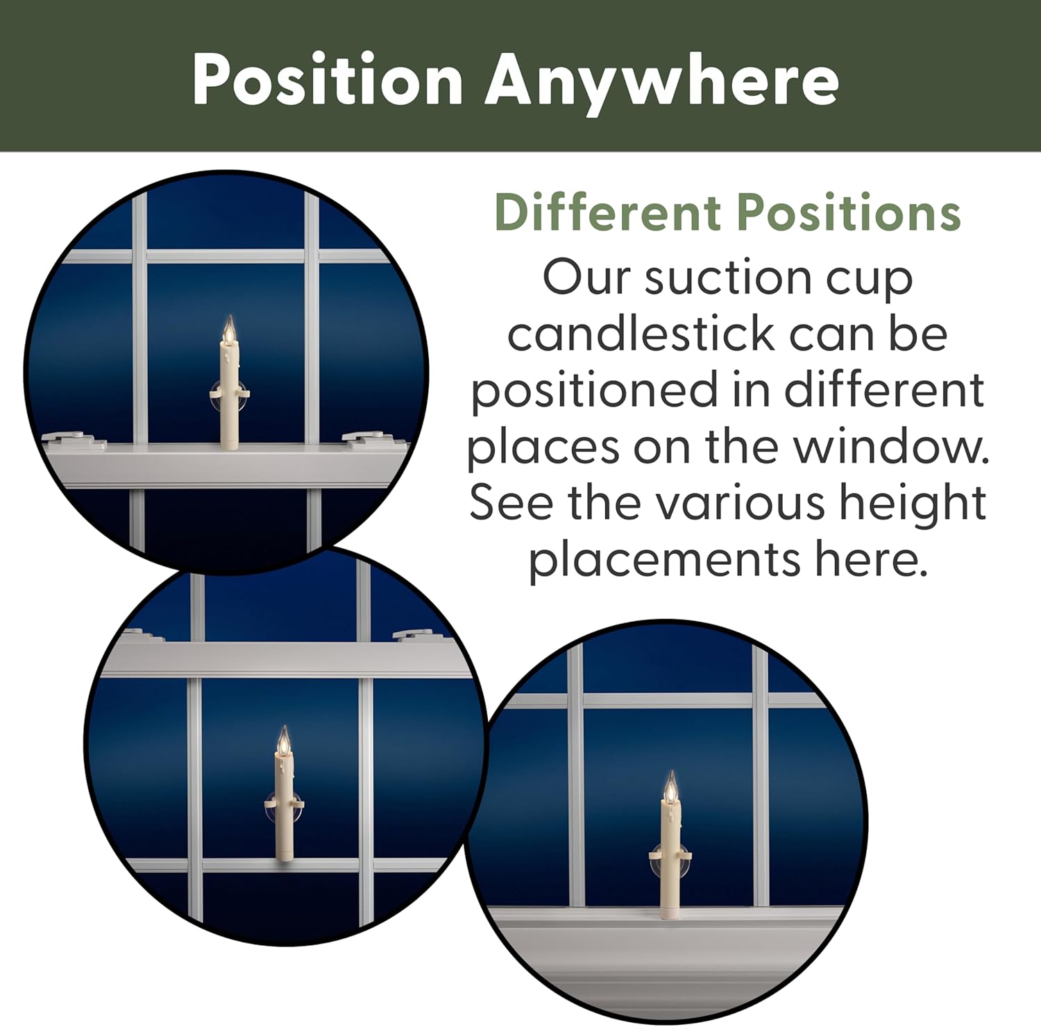 612 Vermont Vintage LED Battery Operated Suction Cup Window Candles with Timer, Bright Warm White Glow, VT-1806SC-4 (Pack of 4)