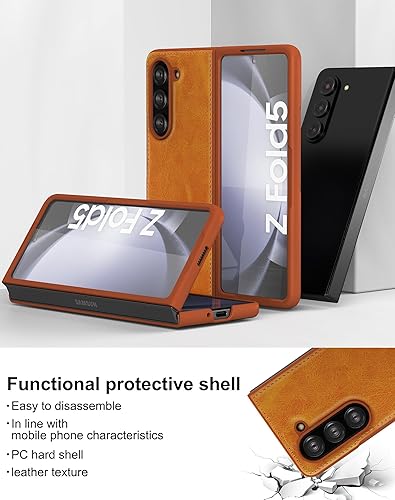 Miniatura 7 de Foluu Funda para Samsung Galaxy Z Fold 5, con protector de pantalla frontal integrado, piel sintética + carcasa rígida de policarbonato ultrafina y