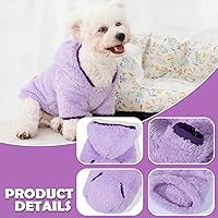 Vista 5 de Suéter de forro polar con capucha para perro, suéteres cálidos de terciopelo mullido, ropa de invierno para perros pequeños, hembra, niño, abrigos