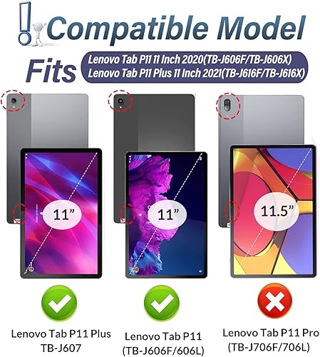 Miniatura 2 de Funda con teclado táctil retroiluminado para Lenovo Tab P11 Plus 2021 (TB-616F)/Tab P11 2020 de 11 pulgadas (TB-J607F TB-J606X TB-J606F), teclado