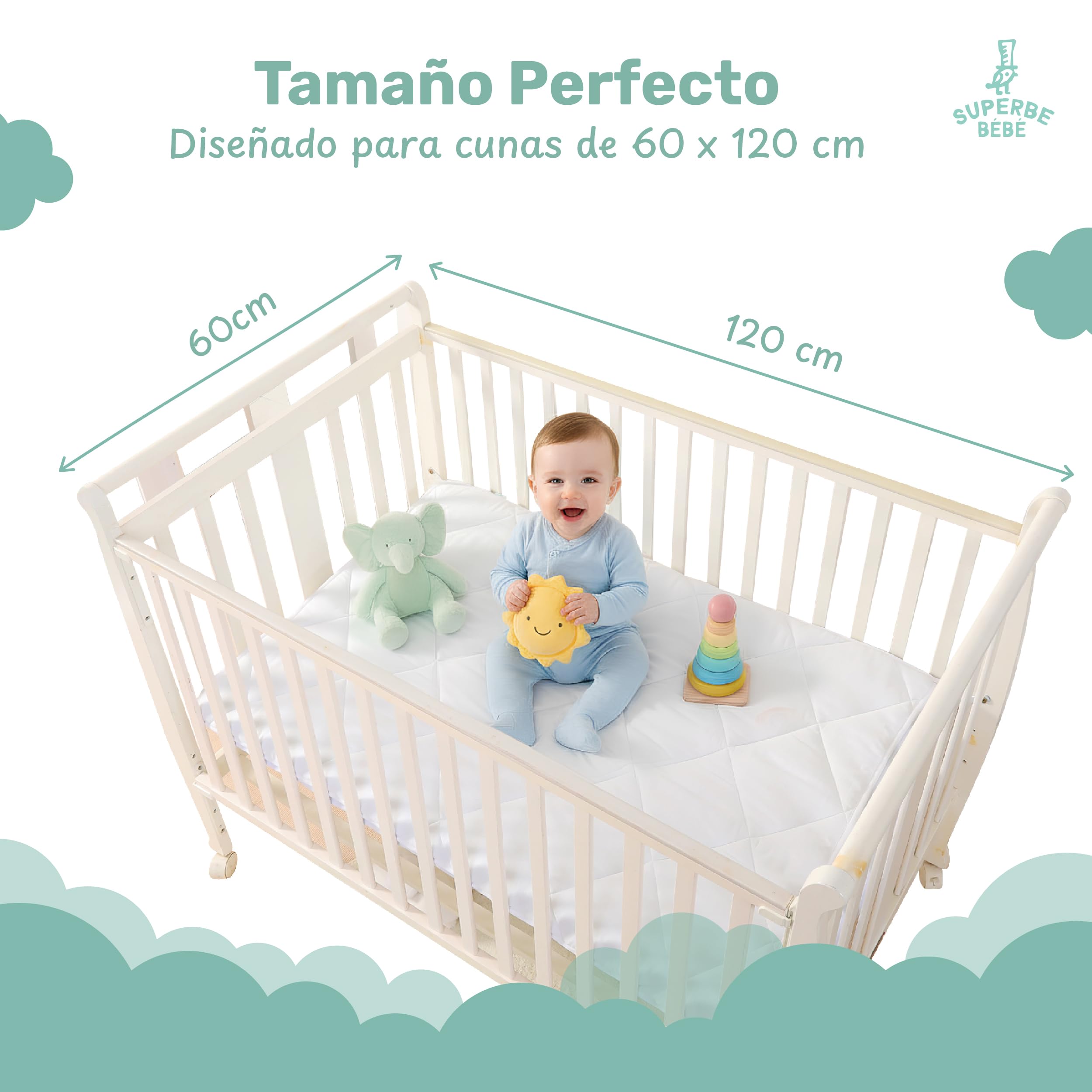 SUPERBE BEBE Edredón para Bebés y Niños 75x120cm - Confort Acogedor y Lavable - Ideal para Cama de Tamaño 60x120cm - Manta Cálida y Cómoda, Versátil para la Siesta - Mantita para Niñas y Niños