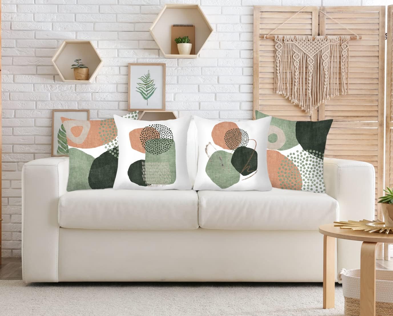 Jartinle Mid Century Modern Throw Pillow Covers 18x18 Set of 4 Boho Aesthetic Geometric Pillow Covers for Outdoor Couch Sofa Minimalist Home Deco
