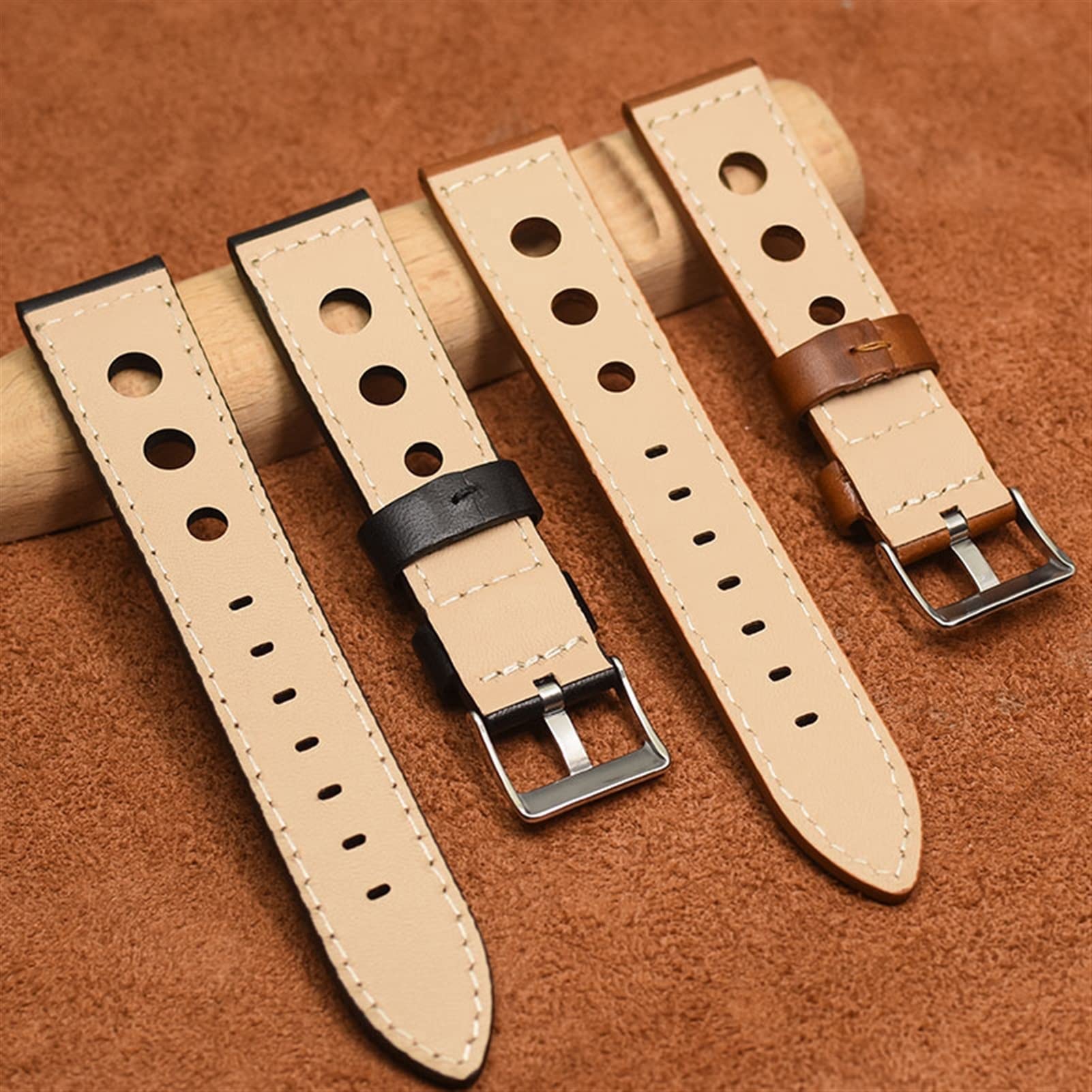 Watchbandstraps en Cuir Authentique Brune Noir Taille 20 mm 22 mm 24 mm Bracelet de Bracelet