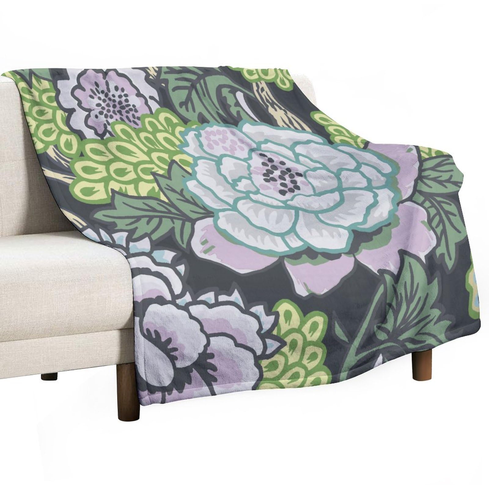 Plaid de canapé chaud en flanelle chinoiserie pour vos soirées cocooning